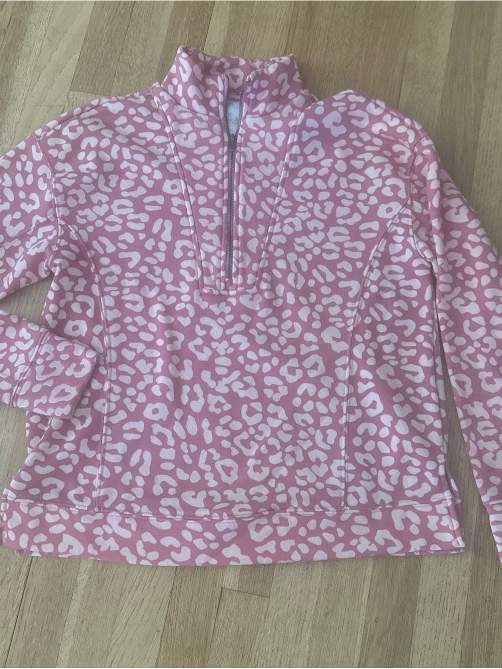LulaRoe Persistent Pink Leopard Print Quarter-Zip Pullover SM